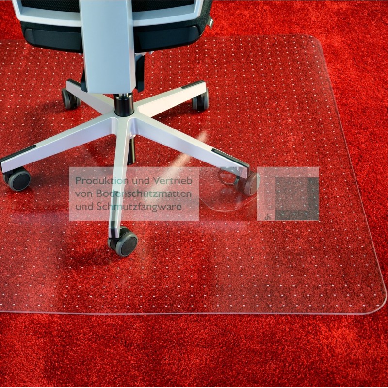Tapis de protection de sol NopPro à crampons 134x120 cm (A) sous une chaise de bureau