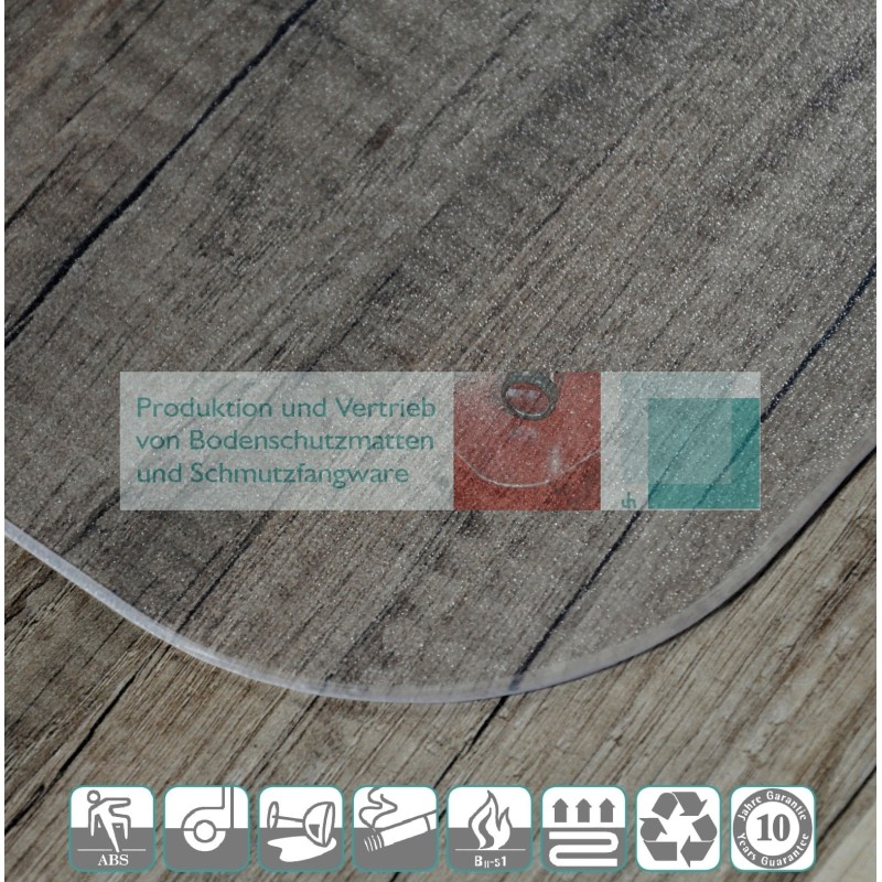 Transparente FlatPro Bodenschutzmatte nach Mass unter Bürostuhl