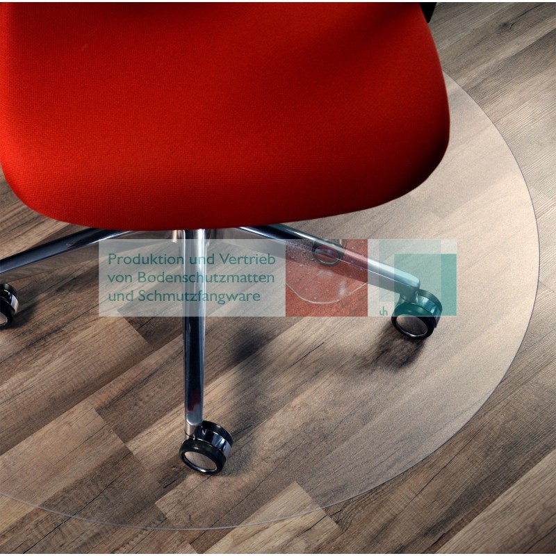 Transparente FlatPro Bodenschutzmatte 120 cm rund (D) unter Bürostuhl