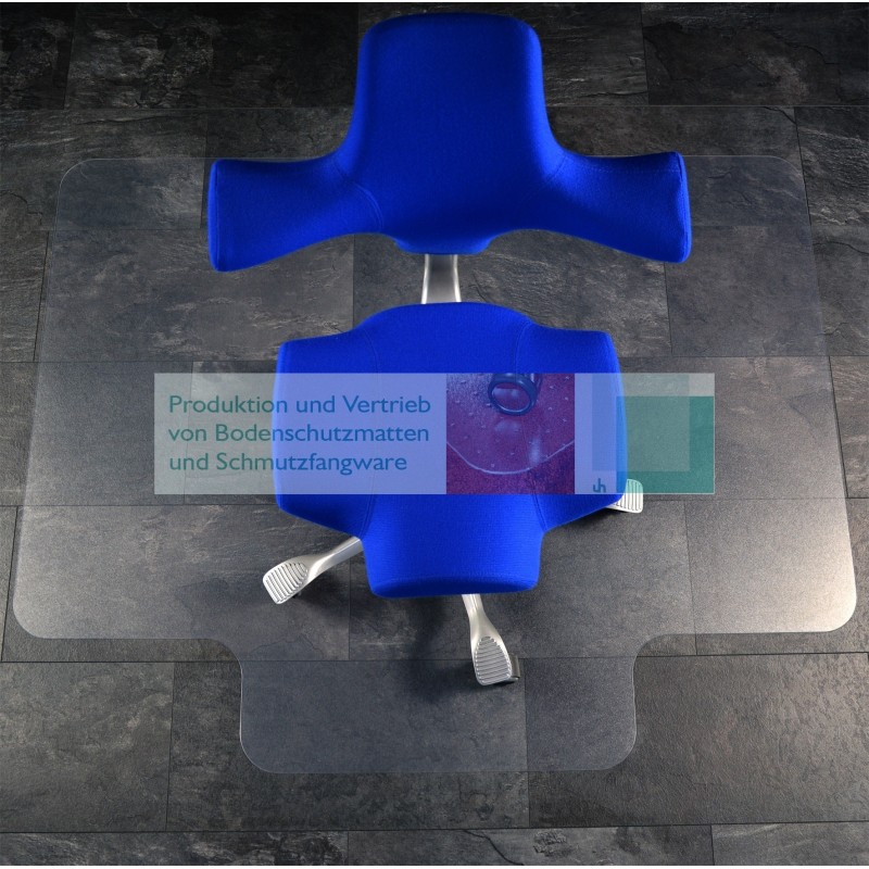 Transparente FlatPro Bodenschutzmatte 150x120 Lippe 68 cm (B) unter Bürostuhl